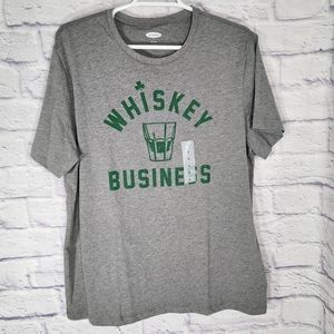 NWOT OLD Navy Graphic ‘Whiskey Business’ Tee Heather Gray Cotton Blend Men’s